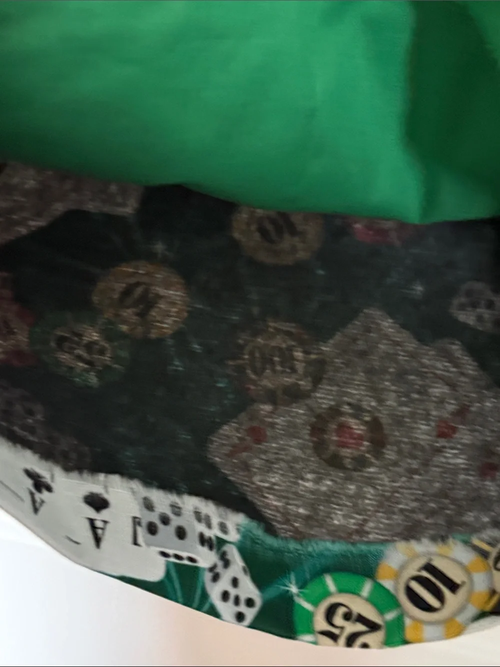 Vintage Poker-Themed Hanging Organizer in Green cards chips dice Vegas storage